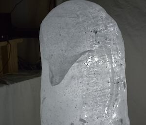 Ice carving of a penguin.