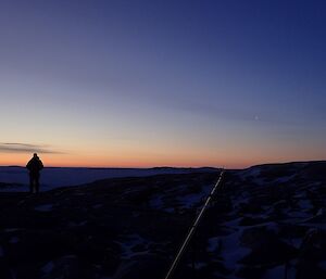 Expeditioner in sunset