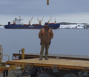 Brendan standing on the wharf at Casey 2009.
