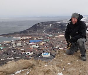 Brendan with US station McMurdo in background
