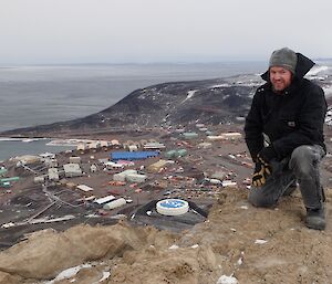 Brendan with US station McMurdo in background