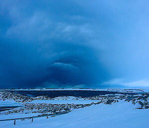 A view of storm clouds from station.