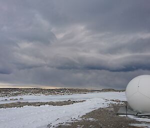 Clouds to west.