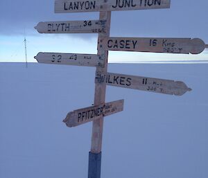 The Lanyon junction wooden sign.