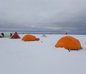 Tents in the snow.