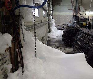 Snow ingress in the workshop.