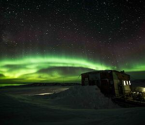 Auroras over Wilkes Hut.