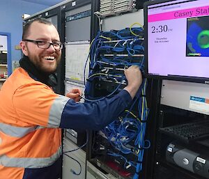 Clint and working on the server rack.