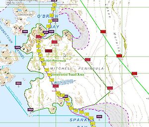 A map showing where the expeditioners were going to walk.