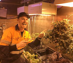 Man in a hydroponics room.