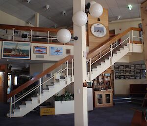 Looking towards stairs going from ground to first floor, shows large void space two stories high