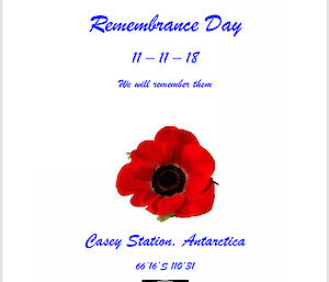 A photo of the pamphlet of Casey’s Remembrance Day Ceremony