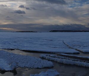 Panorama of sea ice just off Davis station before it broke up for summer