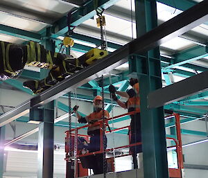 Tradesmen on an elevated work platform