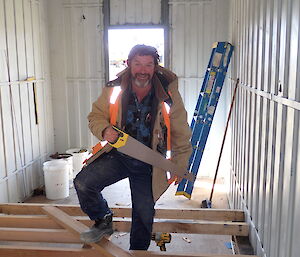 Tradesperson on an elevated work platform