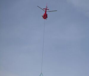 Helicopter sling loading cargo