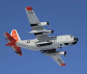 C130 Hercules airborne. Photo taken from below