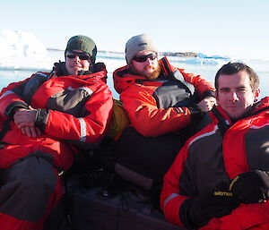 Expeditioners onboard one of the inflatable dinghy's