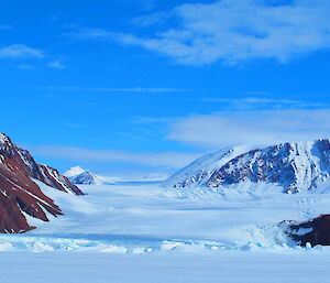 a glacier in the background