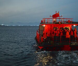 Chinese work boat returning to the Xue Long