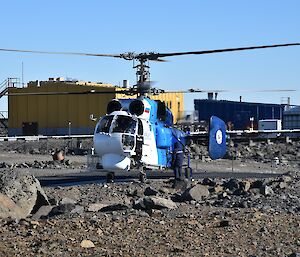 Kamlov helicopter about to depart from Davis station helipad