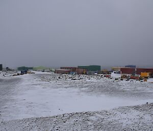 Davis station under snow fall