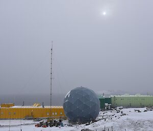 Davis station looking west under fresh snow