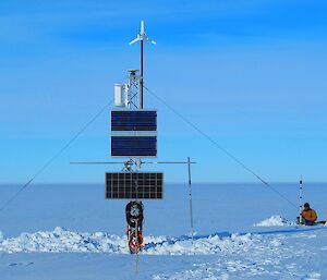 Scientific instruments protruding from ice