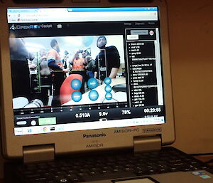 Expeditioners photographed on the monitor of a computer