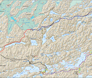 a map of a walking route around the hills near Davis
