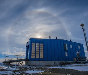 A halo in the sky over the MET building