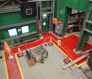 freshly painted floors inside the green store