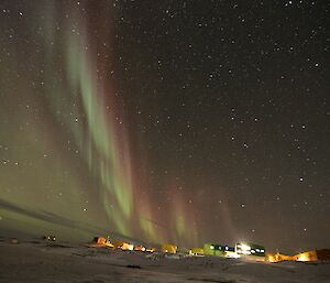 Aurora australis shining above Davis station