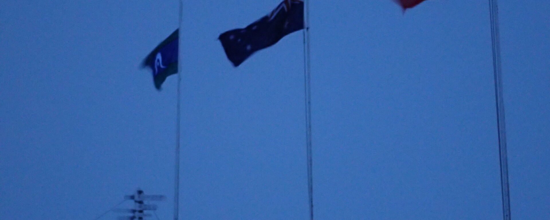 Australian Aboriginal and Torres Strait Islander flags flying at Davis