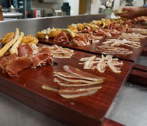 A selection of cured meats on a platter.