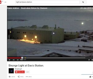 Still frame from YouTube depicting a ‘mysterious light’ on the Davis webcam