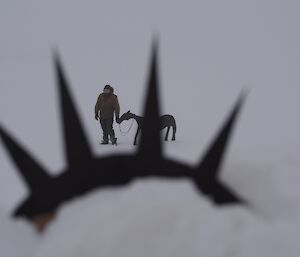 Expeditioner leading a fake horse beneath the gaze of the Statue of Liberty, re-enacting a scene from ‘Planet of the Apes'.