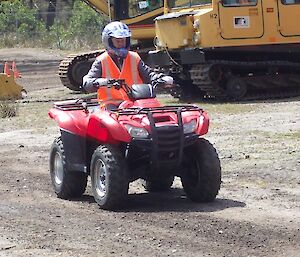 A female expeditioner during quad training in Australia.