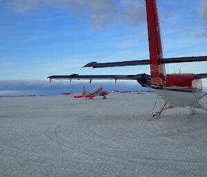 Two planes parked on the sea ice at Davis