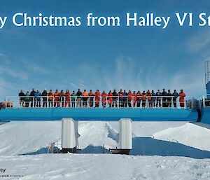 A digital greeting card from British Antarctic station Halley that says Merry Christmas from Halley station