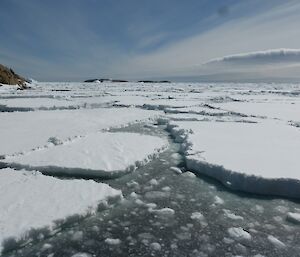 Ice flow in a bay off Hop Island