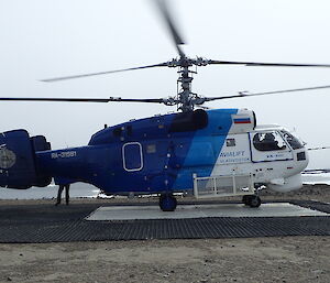 A Kamov helicopter on the helipad at Davis