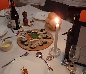 A formal table setting for dinner