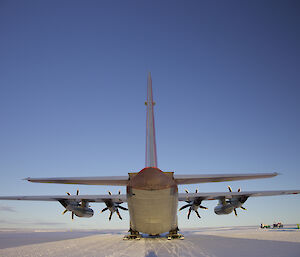 The back end of the LC130 Hercules at Davis Skiway