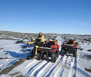 Returning to station along Dingle Road on quad bikes