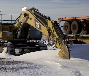 329D excavator parked up for the winter at Davis