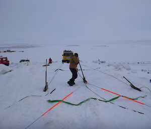 Jen Proudfoot working the tifor to raise the Hägglunds in sea ice recovery training