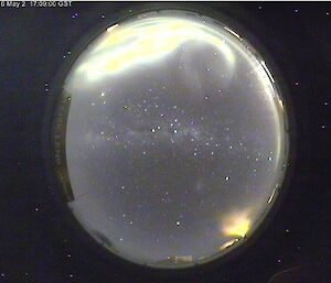 The all sky camera showing the aurora in the previous image