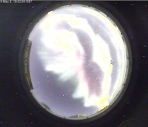 The all sky camera showing the spectacular aurora that we missed by sleeping at 2:52am on the 3rd of May 2016