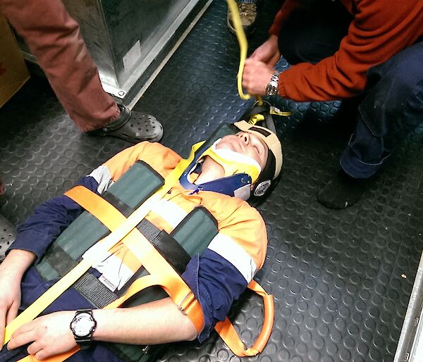 After finding Vas as part of a SAR exercise on station the second exercise was to get him out of the basement and into the surgery as this image shows
